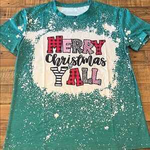 Festive Green 'Merry Christmas Y'All' Kids Shirt
